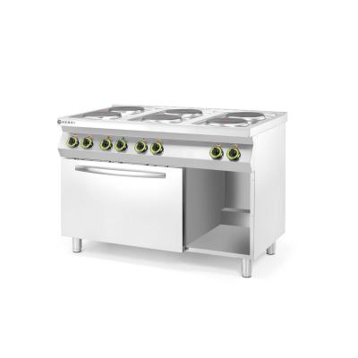 Elektrický vařič Kitchen Line – 6 plotýnek s konvektomatem GN 1/1, HENDI, Kitchen Line, 400V/18600W, 1200x700x(H)900mm | 226247